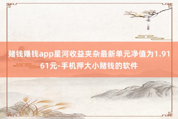 赌钱赚钱app星河收益夹杂最新单元净值为1.9161元-手机押大小赌钱的软件